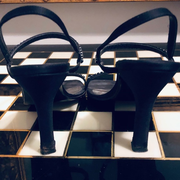 Rhinestone & Black Satin 4" Heels - Picture 13 of 14